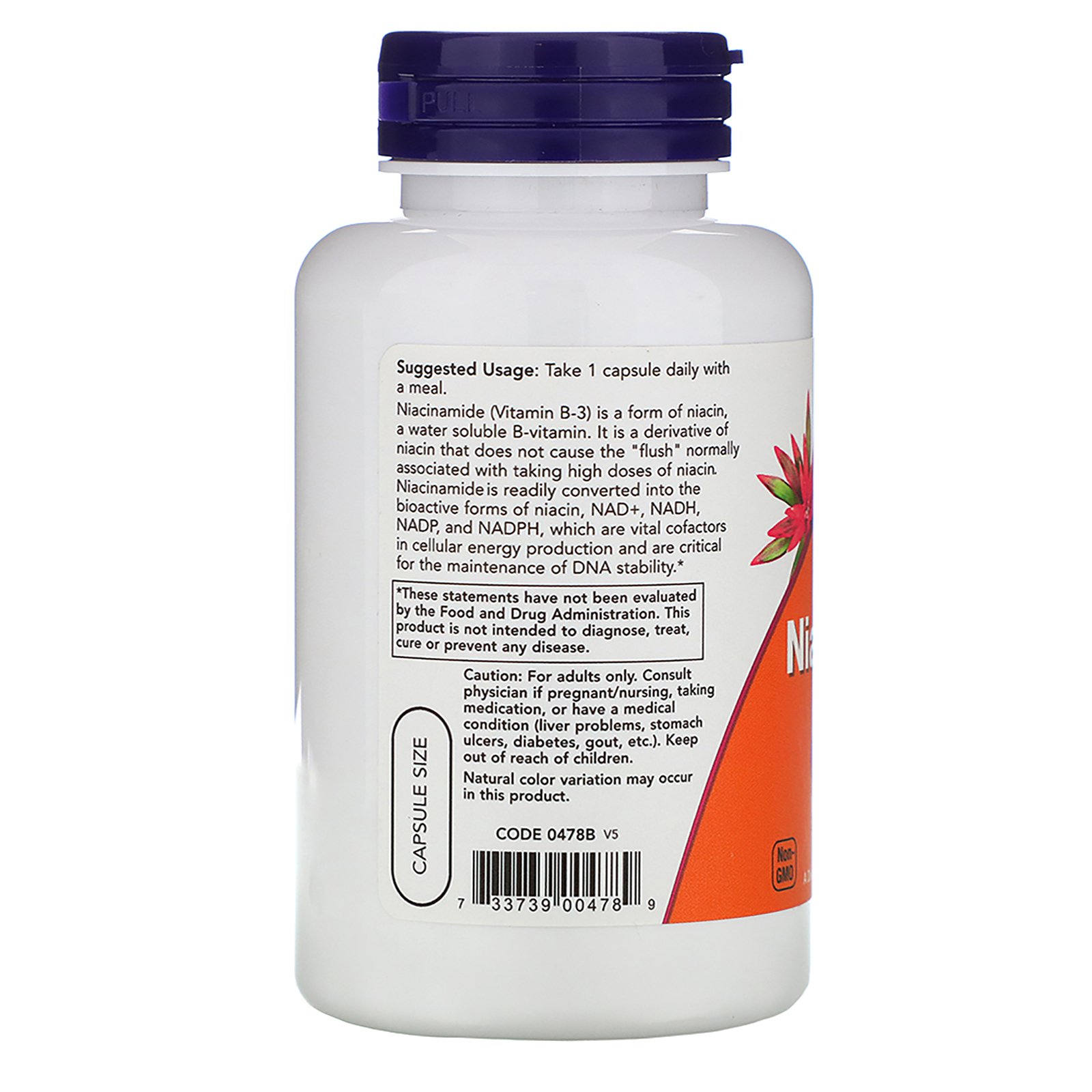 NOW Niacinamide B-3 500mg. 100 капс