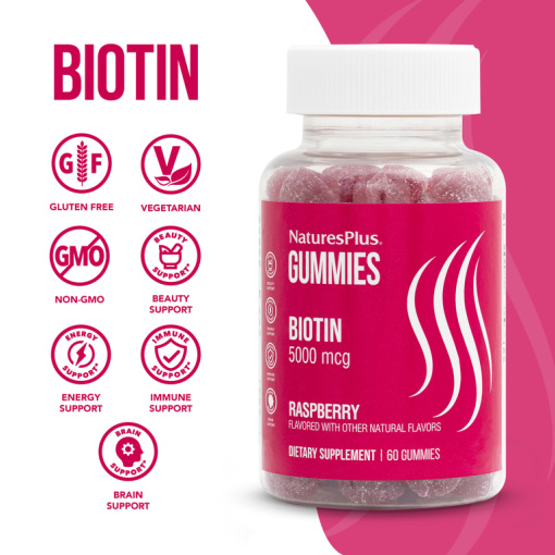 NaturesPlus Biotin 5000 60 мармеладок