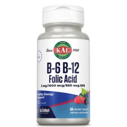 KAL B-6 B-12 Folic Acid ActivMelt ягоды 60 раст. таблеток