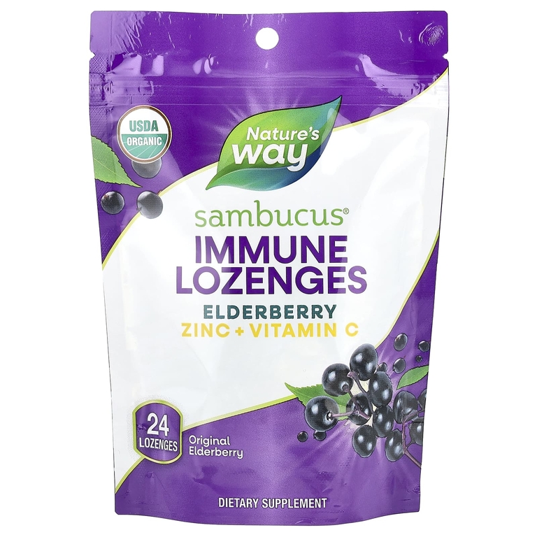 Nature`s Way Sambucus Immune Elderberry Zinc+Vitamin C 24 конфеты