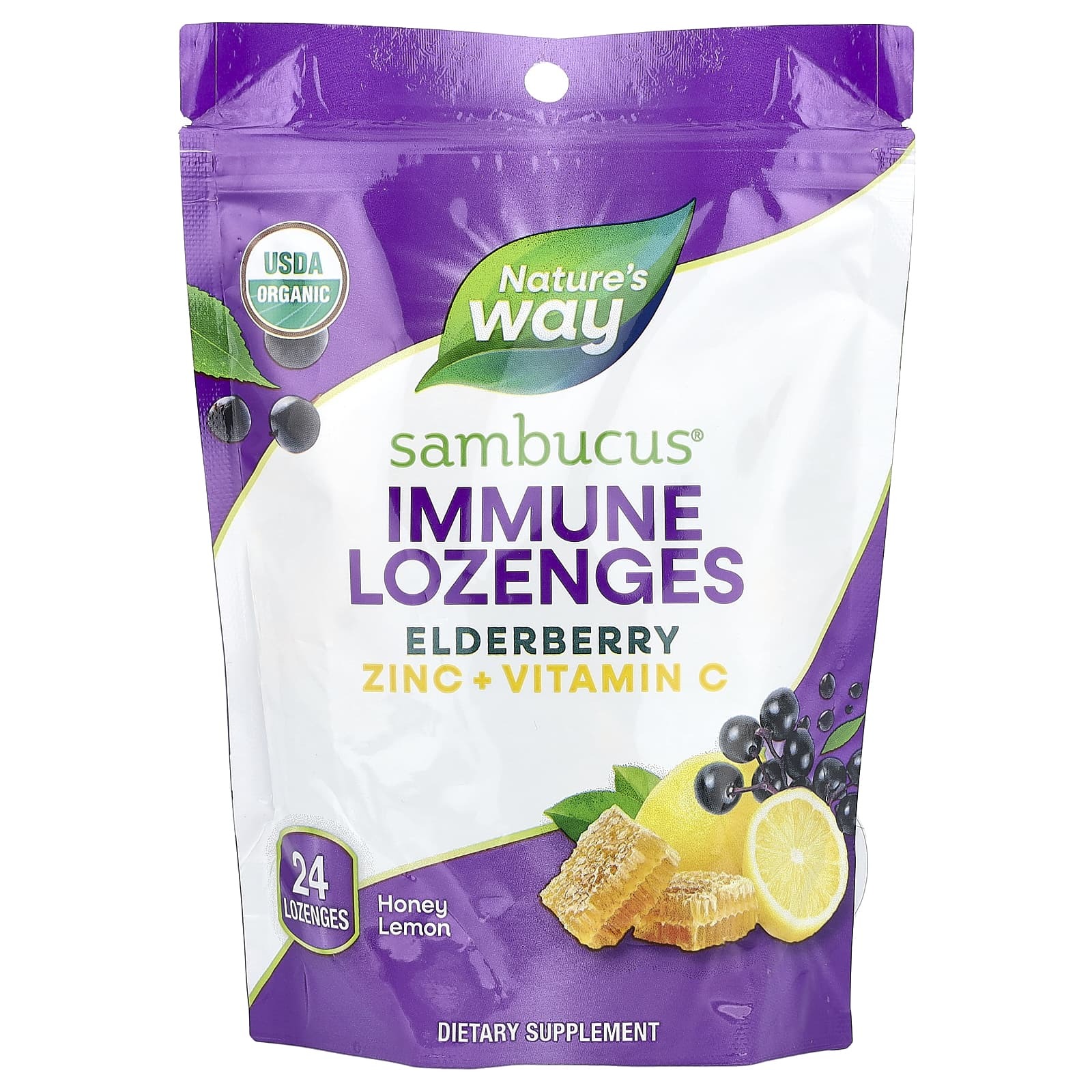 Nature`s Way Sambucus Immune Elderberry Zinc+Vitamin C 24 конфеты