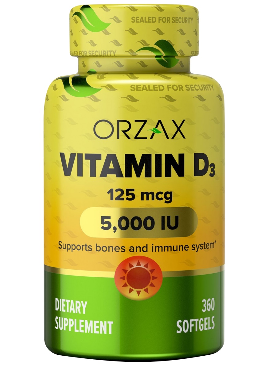 Orzax Vitamin D3 5000 IU 360 гел.капс