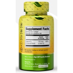 Orzax Vitamin D3 5000 IU 360 гел.капс