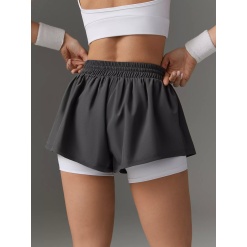 Двойные спортивные шорты серые