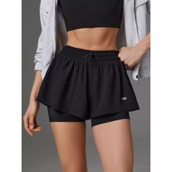 Двойные спортивные шорты черные