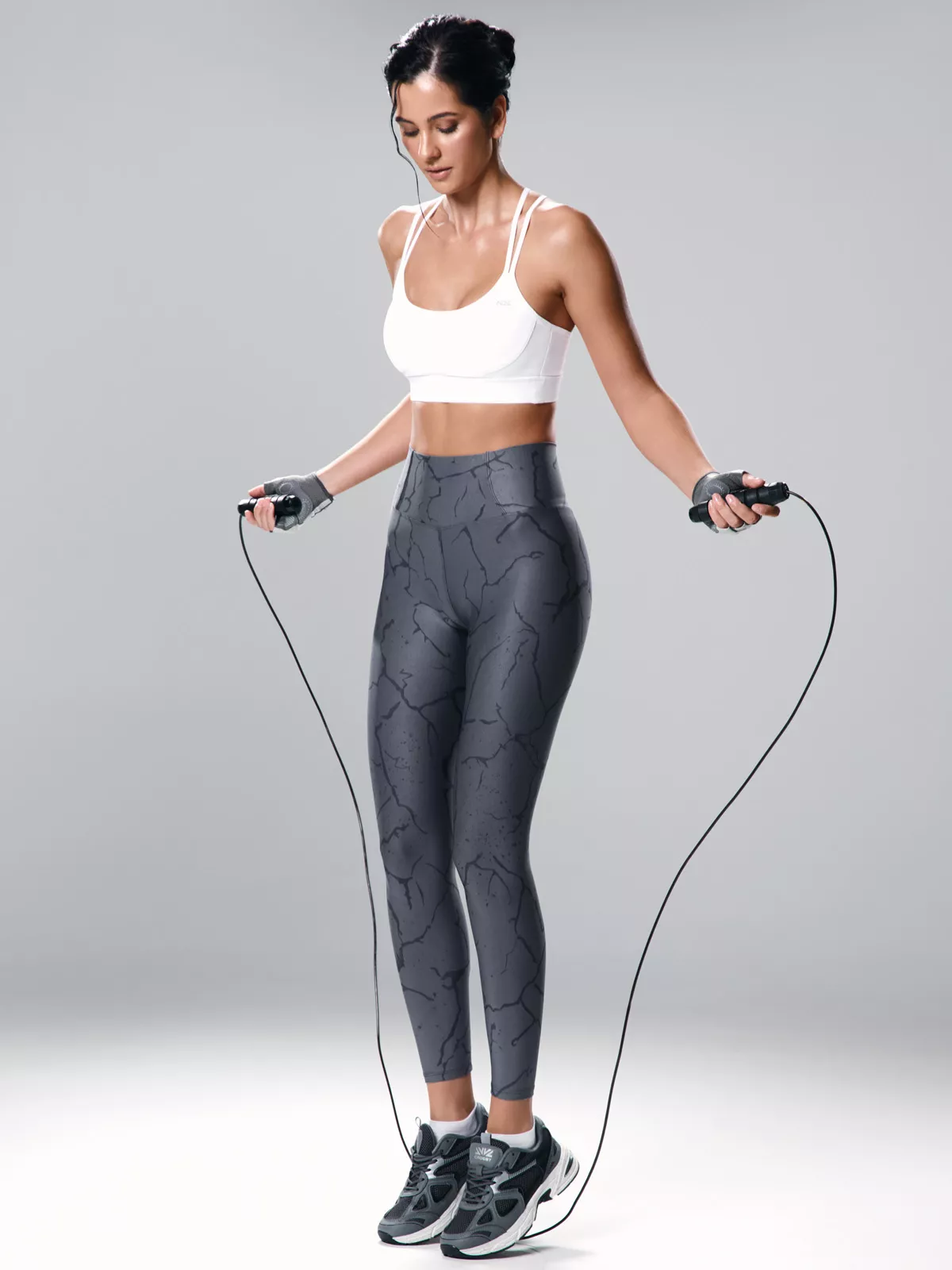 Леггинсы с принтом и высокой посадкой