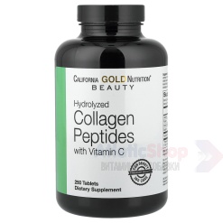 California Gold Hydrolyzed Collagen Peptides+Vitamin C Type 1&3 Type 250 таб