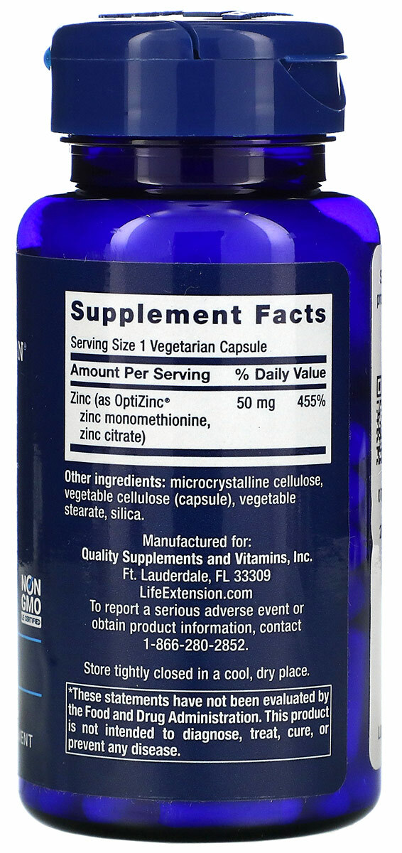 Life Extension Цинк Zinc Caps 50mg 90 капс